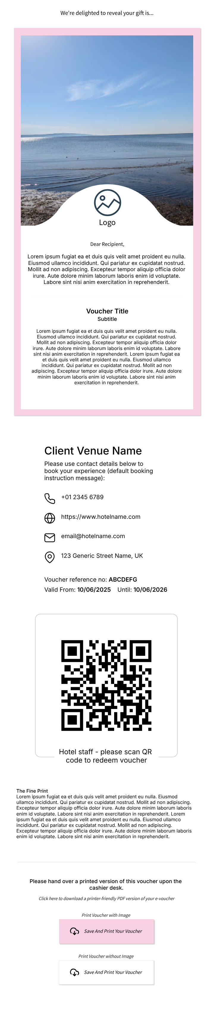 mockup of finished e-voucher for mobile viewing